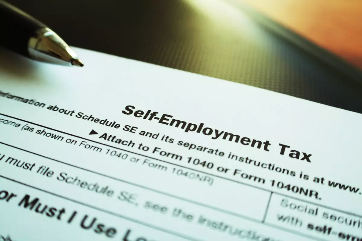 Closeup of a self-employment tax form.