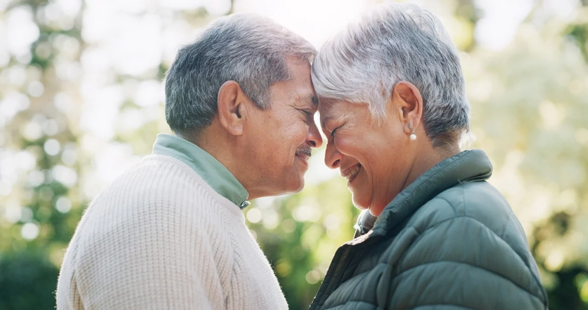 Senior couple embracing in retirement years living in MD